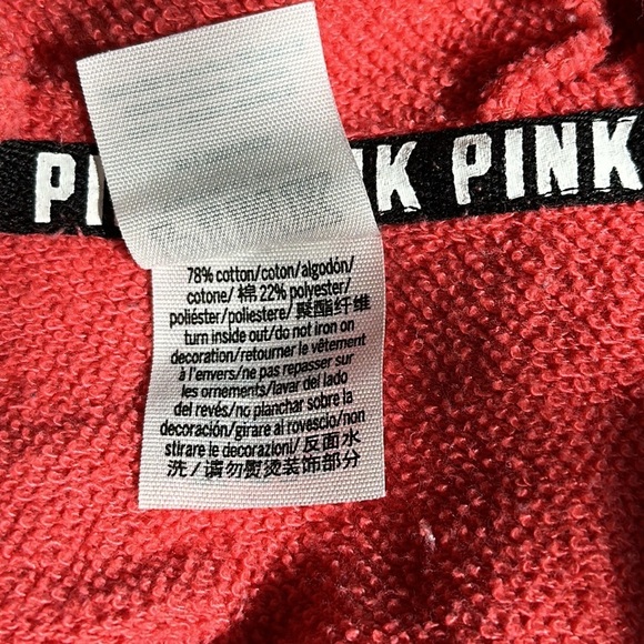 Victoria’s Secret Pink White Logo Hoodie Zip Up Sweatshirt Medium - Picture 10 of 10